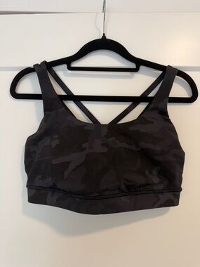 Lululemon - Women's Black Camo Strappy Sports Bra - Sz 10